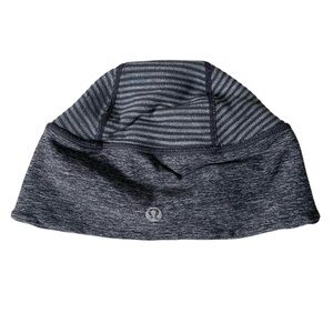 Lululemon Rare Reversible Brisk Run Toque Beanie Hat Grey Black